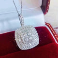 Sparkling Square Full Cubic Zirconia Ring And Necklace Set, Wedding Bridal Jewelry view 4