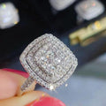 Sparkling Square Full Cubic Zirconia Ring And Necklace Set, Wedding Bridal Jewelry view 2