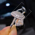 Sparkling Square Full Cubic Zirconia Ring And Necklace Set, Wedding Bridal Jewelry view 3