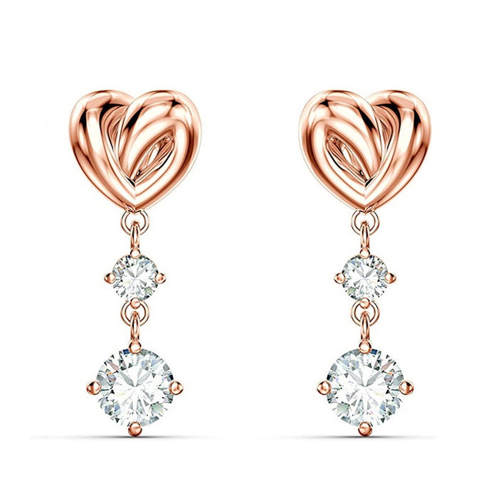 Elegant Heart Knot Drop Earrings, Fresh Heart Shape Piercing Earrings For Women's Fashion Jewelry