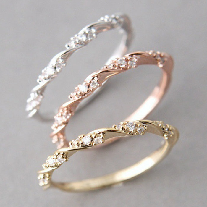 Creative Twisted Rose Gold Plated Copper Ring For Women Fashion Cross Border Jewelry