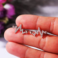 Creative Electrocardiogram Heartbeat Zircon Stud Earrings Simple Lightning Earrings For Women view 3