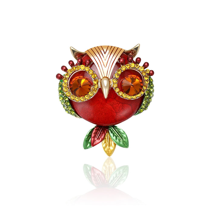 Fashion Alloy Rhinestone Owl Brooch Scarf And Shawl Clip