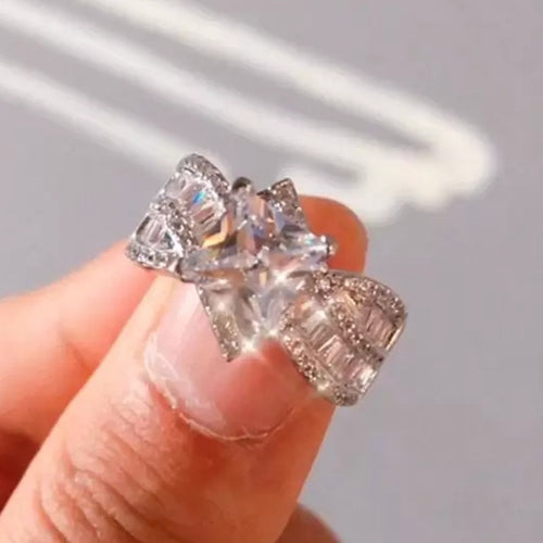 Fine Square Princess Cut Zircon Ring Sparkling European Style Engagement Finger Ring