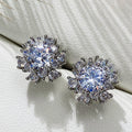 Sweet Cool Flower Stud Earrings For Women Full Zircon Floral Earrings European American Jewelry view 3