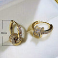 Minimalist Copper Hoop Ear Cuff With Detachable Full Zircon Stud Earrings For Women view 5