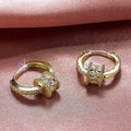 Minimalist Copper Hoop Ear Cuff With Detachable Full Zircon Stud Earrings For Women view 4