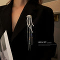Korean Style Zinc Alloy Rhinestone Pearl Tassel Jellyfish Brooch For Blazer view 1