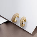 Elegant Gold Plated Alloy C-Shaped Hoop Studs With Pave Zircon Lattice Crystal Trim Fashion Earrings view 1