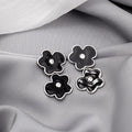 Elegant Enamel Flower Stud With S925 Silver Pin And Rhinestone Center Women's Fashion Earrings view 2