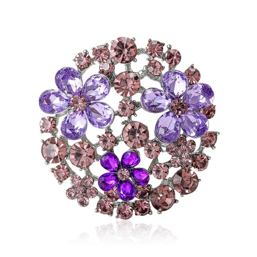Round Alloy Glass Brooch Pin For Suits Dresses And Scarves