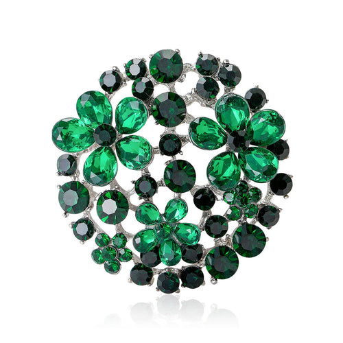 Round Alloy Glass Brooch Pin For Suits Dresses And Scarves