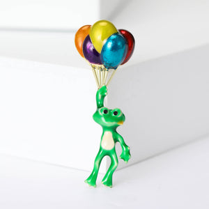 Alloy Enamel Frog Hot Air Balloon Brooch For Cardigan Lapel