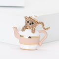 Alloy Enamel Rhinestone Cup Bear Brooch Pin For Clothing Decoration view 2