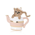 Alloy Enamel Rhinestone Cup Bear Brooch Pin For Clothing Decoration view 5