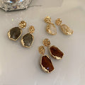Vintage Alloy Resin Geometric Quadrilateral Drop Earrings With Silver Pins For Women view 1