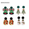 Cute Christmas Acrylic Bell Snowman Gift Tree Cartoon Drop Dangle Holiday Statement Earrings view 1