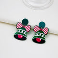 Cute Christmas Acrylic Bell Snowman Gift Tree Cartoon Drop Dangle Holiday Statement Earrings view 2