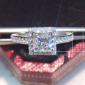 Classic Womens Square Cubic Zirconia Ring Creative Micro Pave Wedding Band Jewelry view 5