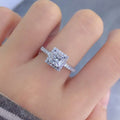 Classic Womens Square Cubic Zirconia Ring Creative Micro Pave Wedding Band Jewelry view 4