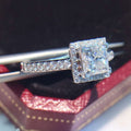 Classic Womens Square Cubic Zirconia Ring Creative Micro Pave Wedding Band Jewelry view 3