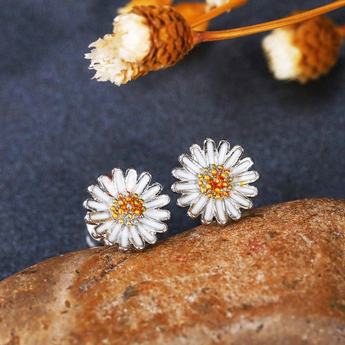 Korean Style Sweet Sunflower Daisy Flower Stud Earrings Fashion Student Ear Jewelry