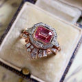 European Vintage Red Zircon Couple Ring Set, Fashion Cross Border Hot Selling Jewelry view 3