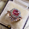European Vintage Red Zircon Couple Ring Set, Fashion Cross Border Hot Selling Jewelry view 4
