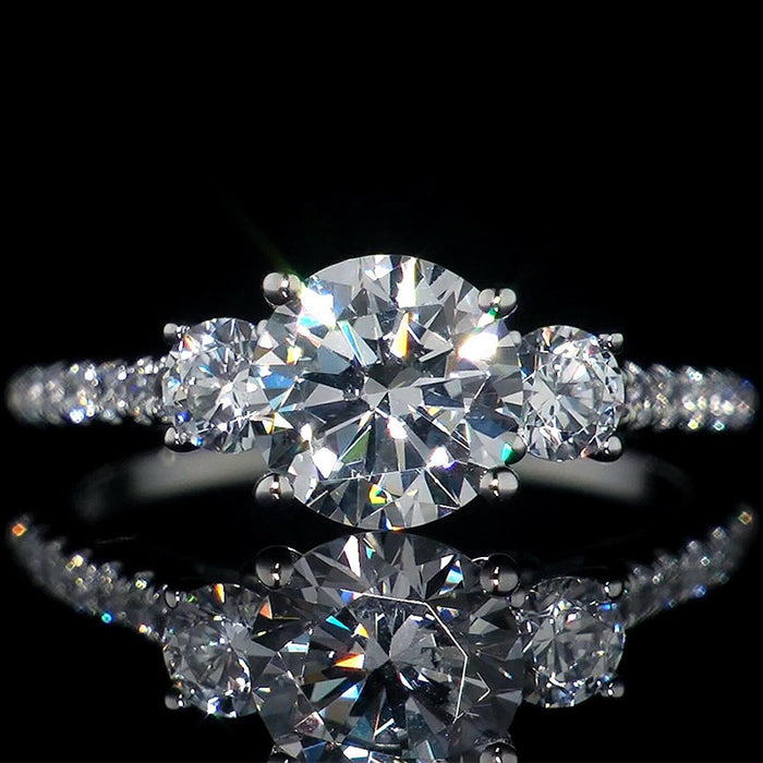 Three Round Cubic Zirconia Ring For Women European Bridal Wedding Banquet Jewelry