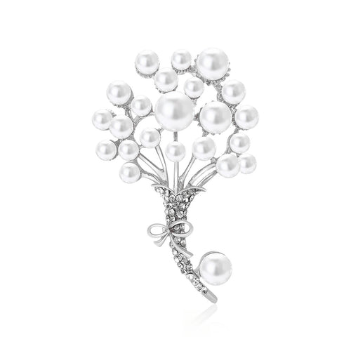 Alloy Pearl Bouquet Brooch Pin For Elegant Dress Suits