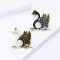 Alloy Enamel Swan Brooch With Pearl Detail For Lapels view 3