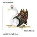 Alloy Enamel Swan Brooch With Pearl Detail For Lapels view 6