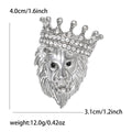 Alloy Rhinestone Lion Head Brooch Vintage Suit Coat Lapel Pin view 5