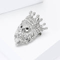 Alloy Rhinestone Lion Head Brooch Vintage Suit Coat Lapel Pin view 2