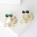 Alloy Rhinestone Cat Eye Owl Brooch For Unisex Animal Gifts view 1