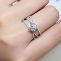 Classic Four Prong Zircon Engagement Ring, Double Layer Wrap Diamond Accent Women's Jewelry view 2