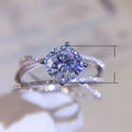 Classic Four Prong Zircon Engagement Ring, Double Layer Wrap Diamond Accent Women's Jewelry view 5