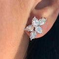 Sweet Five Petal Flower Crystal Stud Earrings For Women With Elegant Zircon Jewelry Accents view 2