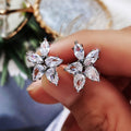 Sweet Five Petal Flower Crystal Stud Earrings For Women With Elegant Zircon Jewelry Accents view 3