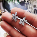 Sweet Five Petal Flower Crystal Stud Earrings For Women With Elegant Zircon Jewelry Accents view 4