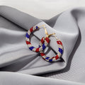 Luxury Multicolor Rhinestone Full Pave Round Hoop Earrings For Women Independence Day Style Earrings view 2