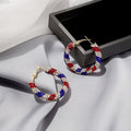 Luxury Multicolor Rhinestone Full Pave Round Hoop Earrings For Women Independence Day Style Earrings view 3