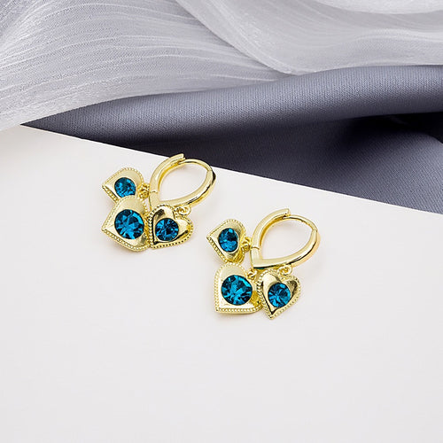 Elegant Heart-Shaped Rhinestone Alloy Hoop Stud Earrings For Women Luxury Versatile Fashion Earrings