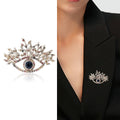 Vintage Alloy Rhinestone Evil Eye Brooch Branch Lapel Pin view 2