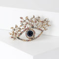 Vintage Alloy Rhinestone Evil Eye Brooch Branch Lapel Pin view 3