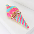 Alloy Enamel Pink Ice Cream Brooch Pin For Cute Accessories view 2