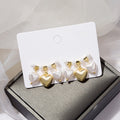 Elegant Vintage Pearl Heart Drop Studs With 925 Silver Pins Gold Tone Alloy Women's Fashion Earrings view 1