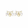 Elegant Vintage Pearl Heart Drop Studs With 925 Silver Pins Gold Tone Alloy Women's Fashion Earrings view 5