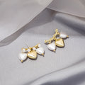 Elegant Vintage Pearl Heart Drop Studs With 925 Silver Pins Gold Tone Alloy Women's Fashion Earrings view 4