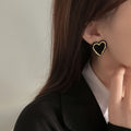 Retro Korean Black And White Checkerboard Square Stud Earrings For Women Minimalist Jewelry view 2